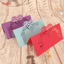 50pcs &100pcs Laser Cut Table Card Heart Shape Table Name Card Place Card Wedding Party Decoration Favor 8Z 2024 - buy cheap