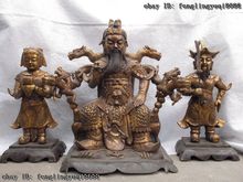 23 China Folk Old Bronze Copper Guan Ping Zhou Cang Guan Gong warrior Statue Set 160815 Discount 55% 2024 - buy cheap