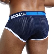 Трусы-брифы JOCKMAIL мужские сетчатые, Брендовое нижнее белье, пикантные Трусы-брифы, дышащие хлопковые шорты, для геев 2024 - купить недорого