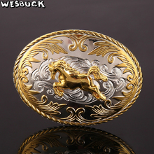 Hebilla de cinturón para hombre con diseño de caballo 3D, hebilla de metal ovalada, de plata y oro, 5 uds. 2024 - compra barato