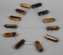 12Pcs/strand Natural Yellow Tiger Eye Hexagon Stick Points Beads Necklace Bulk,Drilled Faceted Bullet Shape Pendants Points 2024 - buy cheap