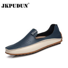 JKPUDUN Big Size Genuine Leather Men Casual Shoes Slip On Boat Shoes Luxury Brand Mens Loafers Moccasins Italian Designer Shoes 2024 - buy cheap