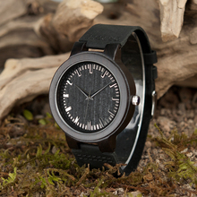 Relógio de madeira bobo bird, relógio masculino e feminino com pulseira de couro e quartzo, presentes e peças de tempo da moda 2024 - compre barato
