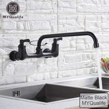 Wall Mounted  Long Spout Kitchen Faucet Dual Handle Brass Antique Hot and Cold Water Tap 360 Swivel Long Spout Kitchen Mixer Tap 2024 - buy cheap