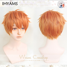 Division Rap Battle Hypnosis MIC Busujima Meison Riou Orange Wig Cosplay Wigs Short Fluffy Layered Anime Wigs + Wig Cap 2024 - buy cheap