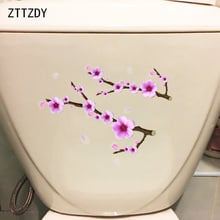 ZTTZDY 18.2*22.5CM Peach Tree Branch Flower Fashion Toilet Seat Decor Decal Living Room Wall Sticker T2-0321 2024 - buy cheap