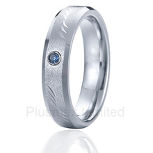 Titanium steel jewelry superb value and service engrave pattern men wedding rings with blue stone 2024 - buy cheap