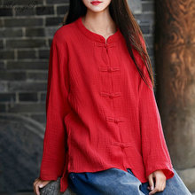 Tradicional chinês blusa camisa topos para mulheres gola mandarim oriental camisa de linho blusa feminina elegante cheongsam topo q792 2024 - compre barato