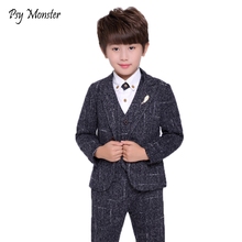 2018 Kids Wedding Blazer Suit 3PCS Jacket+Vest+Pants Flower Boys Formal Tuxedos School Singer Suit Kids Spring Clothing Set N57 2024 - buy cheap