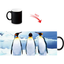 Penguins Magic DIY Mugs Heat Changing Color Water Milk Coffee Cup Black Transforming White Mug Gift Idea 2024 - buy cheap