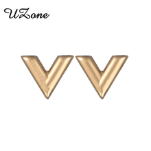 UZone Simple V Letter Stud Earrings 316L Stainless Steel Triangle Stud Earrings Women Brand Jewelry 2024 - buy cheap