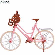 Bicicleta de plástico de alta qualidade moda rosa destacável bicicleta + cesta + capacete de brinquedo ao ar livre para boneca barbie acessórios crianças 2024 - compre barato