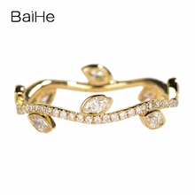 BAIHE-anillo de compromiso de oro amarillo de 14K, Joyería de diamantes de marquesa redondos, 0,56 CT, H/SI 2024 - compra barato
