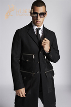 S-6XL-abrigo largo de lana con múltiples bolsillos para hombre, traje de talla grande, moda de pasarela, novedad de 2019 2024 - compra barato
