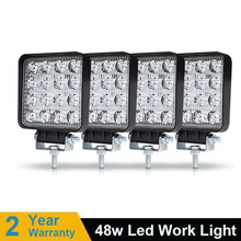Luz LED de inundación para trabajo de coche, 4x4 todoterreno de barra de luz, 9-30V, 48W, 6000LM, 64W, 8000LM, 12V, 24V, 6000K, 2 unids/lote 2024 - compra barato
