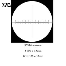 Micrómetro de escenario con regla cruzada, 935, 0,1mm, retícula circular cruzada, Micrómetro de lente objetivo interior y exterior para microscopio 2024 - compra barato