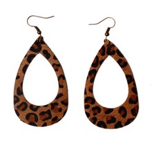 Rainbery New Leopard Teardrop Real Leather Statement Earrings for Women Brand Jewelry Water Drop Dangle Earrings JE0874 2024 - buy cheap