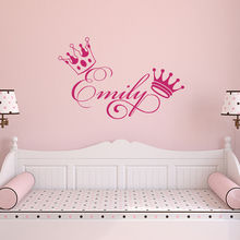 Personalized Girl Name Wall Sticker Beauty Crown Girls Baby Room Decoration Custom Name Poster Mural Bedroom Decals Decor W41 2024 - buy cheap