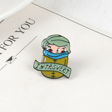 MINGQI Introvert Enamel Pin Cartoon Shy Boy badge brooch Lapel pin Denim Jeans bag Shirt Collar Fun Women Jewelry accessories 2024 - buy cheap