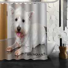 Shunqian westie cortina de chuveiro 3d impressão 12 ganchos para o banheiro alta qualidade poliéster tecido banho cortina 2024 - compre barato
