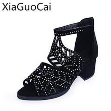 Women's Shoes 2019 Summer Rhinestone Fish Mouth Sandals Thick with High-heeled Sandals Fashion Sandalias De Verano Para Mujer 2024 - buy cheap