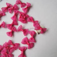 CB2-5 30pcs Cute Transparent Hot Pink Fabric Bow Shape Nail Art Decoration Outlooking 2024 - buy cheap