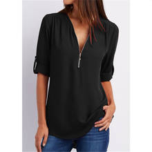 New T Shirt Women Tops 2017 Sexy V Neck Long Sleeve Top Tees Casual Zipper Femininas T-shirt 2024 - buy cheap