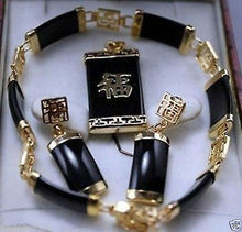 Beautiful black stone Jewellery pendant bracelet earring set>>>  plated watch wholesale Quartz stone CZ crystal 2024 - buy cheap