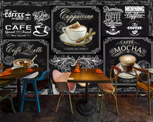 Beibehang Custom wallpaper European and American style retro hand-painted blackboard coffee catering background 3d wallpaper 2024 - buy cheap