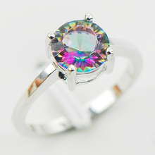 Concave Cut Rainbow Mystic Crystal Zircon 925 Sterling Silver Wedding Party Design Ring Size 5 6 7 8 9 10 11 12 A28 Free Ship 2024 - buy cheap
