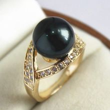 FREE shipping> >>> 12mm Black Shell Pearl Ring AAA Grade 4size choose 13 2024 - buy cheap