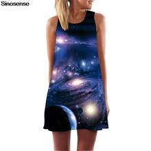 New Summer Loose Chiffon Dress Women Space Galaxy Printed Vintage Boho Beach Party Dress 2020 Sexy Sleeveless Mini Short Dress  2024 - buy cheap