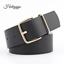 HATCYGGO 2019 Belt Female PU Leather/Waist/Black/Wide Belt For Women Vintage Strap Metal Pin Buckle Belts Ladies Belts For Jeans 2024 - buy cheap