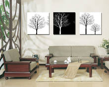 Unframed 3 sets Canvas Painting White Black Trees Art Cheap Picture Home Decor On Canvas Modern Wall Prints Artworks Living Room 2024 - buy cheap