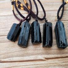 Colgante de turmalina negra de cristal Natural, 1 unidad, espécimen de mineral de piedra Original, accesorios de joyería de moda, regalo 2024 - compra barato