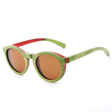 Round Green Wood Sunglassse for Men and Women Polarized Lens UV400 Retro Frame Skateboard Wooden 2024 - buy cheap