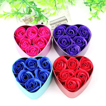 6 unids/caja de jabón Rosa flor Artificial para decoración del hogar de la boda jabón Rosa Flores cabezas regalo de San Valentín regalo de los Amantes 2024 - compra barato