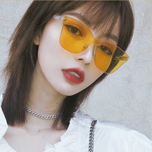 Gafas de sol de ojo de gato para mujer, lentes de sol sin montura de marca de lujo, Vintage, con personalidad, Color caramelo, UV400 2024 - compra barato