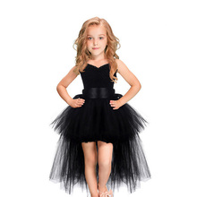 Black Girls Tutu Dress Tulle V-neck Train Girl Evening Birthday Party Dresses Kids Girl Ball Gown Dress Halloween Costume 2-8Y 2024 - buy cheap