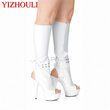 15cm high heels knee boots platform women Sexy open toe shoes The back zipper spring and autumn cool boots 2024 - buy cheap
