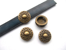 10Pcs Antique Bronze Carved Heart Cross Round Slider Spacer Beads For 5mm-10mm Flat Leather 2024 - buy cheap