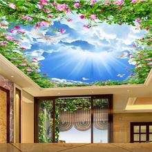 Beibehang-Papel tapiz personalizado 3D, foto mural, hermoso cielo azul, Nube Blanca, mariposa, techo, cenital, sala de estar, Papel de pared 3d 2024 - compra barato