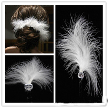 Luxury white feather Wedding bridal hair maker hair stick hair jewelry hairpin U clip hairwear free shipping 2024 - buy cheap