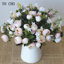 YO CHO Rose Wedding Bouquet Bridal Bridesmaid Camellia Bouquet 10 Heads Artificial Silk Flowers Arrangement Home Party Decor 2024 - buy cheap