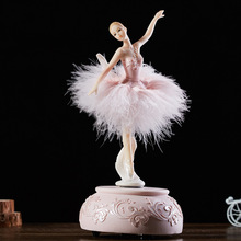 Caja de música de Ballet de Lago Swan, falda de pluma rosa, caja Musical para niña bailarina, regalo de San Valentín para Amiga 2024 - compra barato