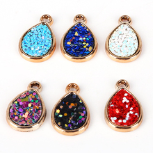 Hot Sale 6pcs/lot Fashion PVC Shiny Sequin Charms Tear Drop Charm Pendants For Necklace Earrings Jewelry Making Diy Accessories 2024 - buy cheap