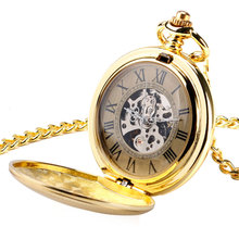 Fashion Skeleton Watch Pocket Watches Clock Luxury Golden Shield Fob Steampunk Auto Mechanical Pendant Necklace Men Women Gift 2024 - buy cheap