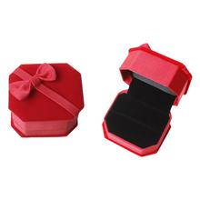 8SEASONS Velveteen Jewelry Ring Gift Boxes Rectangle Red Bowknot Pattern 6.3cm x 5.5cm,2 PCs 2015 new 2024 - buy cheap