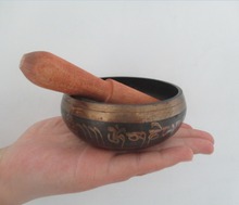 Cuenco de Canto de cobre tibetano coleccionable de artesanías de Metal, Chino cuenco hecho a mano, tamaño: 10CM de diámetro 2024 - compra barato