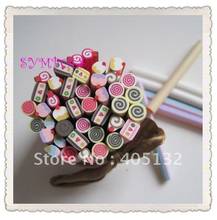 Free Shipping 100pcs 5mm*50mm Mixed lovely Cake Shape Clay Cane Fancy Nail Art  Polymer Clay Cane 2024 - buy cheap